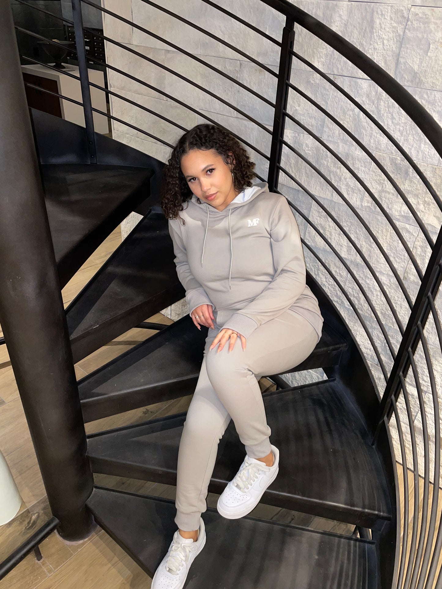 Grey Embroidered Hooded Tracksuit